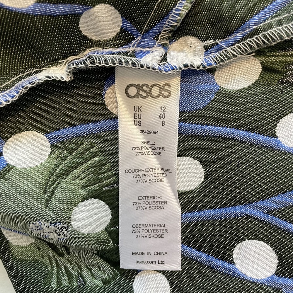 Asos Black Polka Dot Flower Choker Assymetrical Backless Pocket Dress SZ 8 - Picture 8 of 9